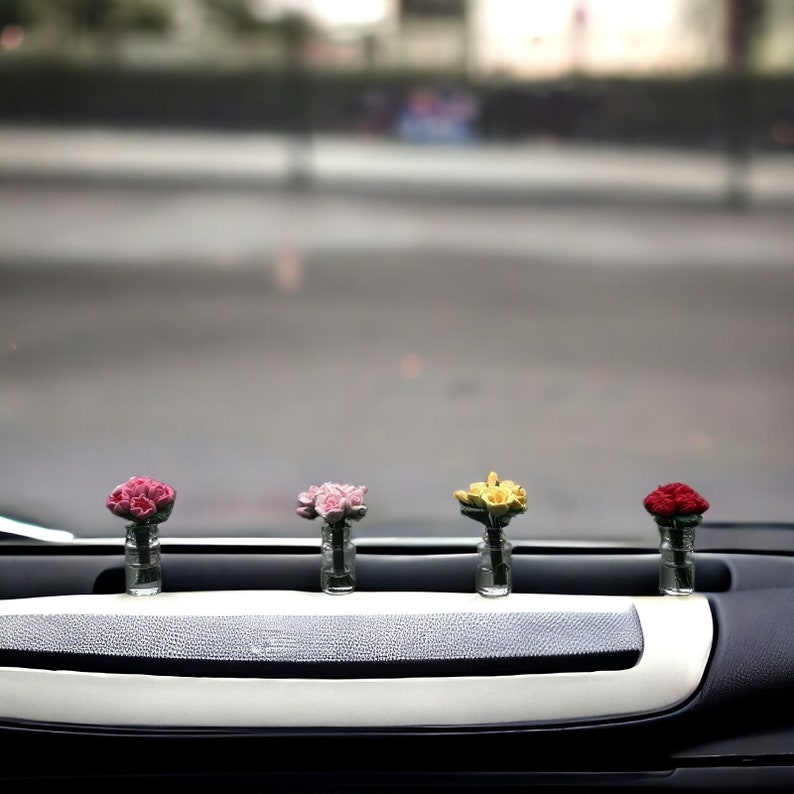 Mini Vase Car Decor Handcrafted Roses Decor for Car Unique Car Interior and Home Decor Accent Car Decor and Car Accessories Gift image 4