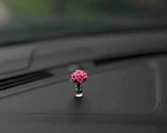 Mini-Vase-Auto-Dekor – handgefertigte Rosen-Dekoration für Auto – einzigartiger Auto-Interieur und Wohndekor-Akzent – Auto-Dekor und Auto-Zubehör-Geschenk