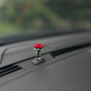 Mini Vase Car Decor Handcrafted Roses Decor for Car Unique Car Interior and Home Decor Accent Car Decor and Car Accessories Gift Red