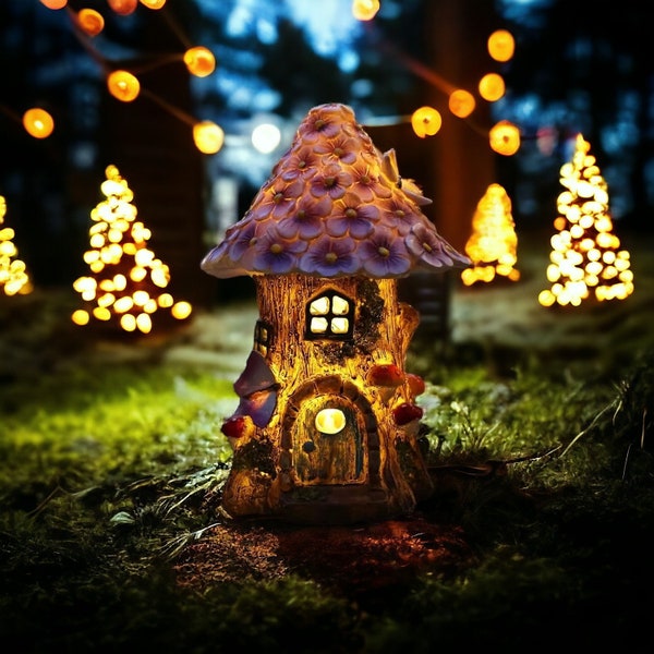 Magic Mushroom Fairy House Mini Figurine Miniature Cabin Sculpture Garden Decoration