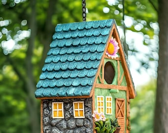 summer hanging birdhouse feeder nesting box hand painted outdoor garden bird house