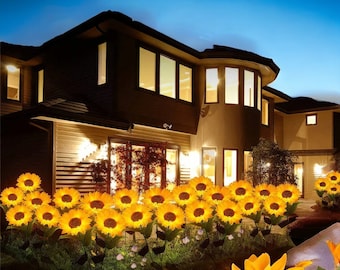 Sunflower LED solar night lights for outdoor garden pathway decoration