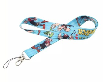 Popeye The Sailorman vintage Cartoon Series Animated Collectible Lanyard Keychain ID Badge Holder