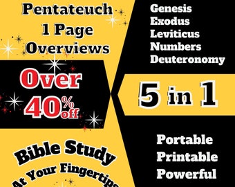 5-in-1 Bible Book Overview Digital Bible Study | 5 Powerful Pages of Insightful Information on The Pentateuch | Printable Bible Study!