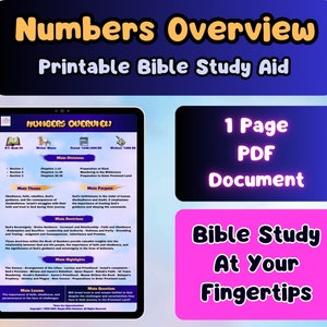 Bible Book Overview Digital Bible Study | 1 Power-Packed Page of Insightful Information on the Book of Numbers | Printable bible study aid!