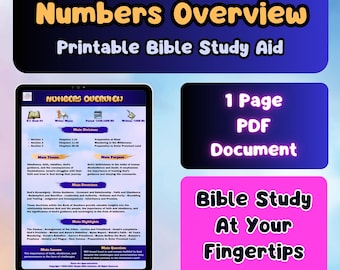 Bible Book Overview Digital Bible Study | 1 Power-Packed Page of Insightful Information on the Book of Numbers | Printable bible study aid!