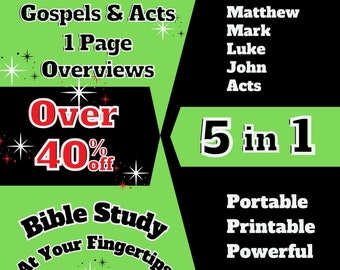 5-in-1 Bible Book Overview Digital Bible Study | 5 Powerful Pages of Insightful Information on the Gospels & Acts | Printable Bible Study!