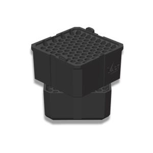 May include: Two stacked, black, hexagonal-patterned containers. The top container has a series of hexagonal holes. The containers are made of a matte material. The logo "VAST Company" is visible on the side of the top container.