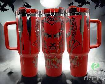 Vampire Laser Etched Tumbler - 20/30/40oz Seamless Insulated Stainless Steel Cup with Straw