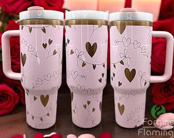 BARRA DE OFERTAS Vaso térmico de acero inoxidable sin costuras de 1,2 litros (40 oz) con pajita, grabado láser estilo boho para San Valentín