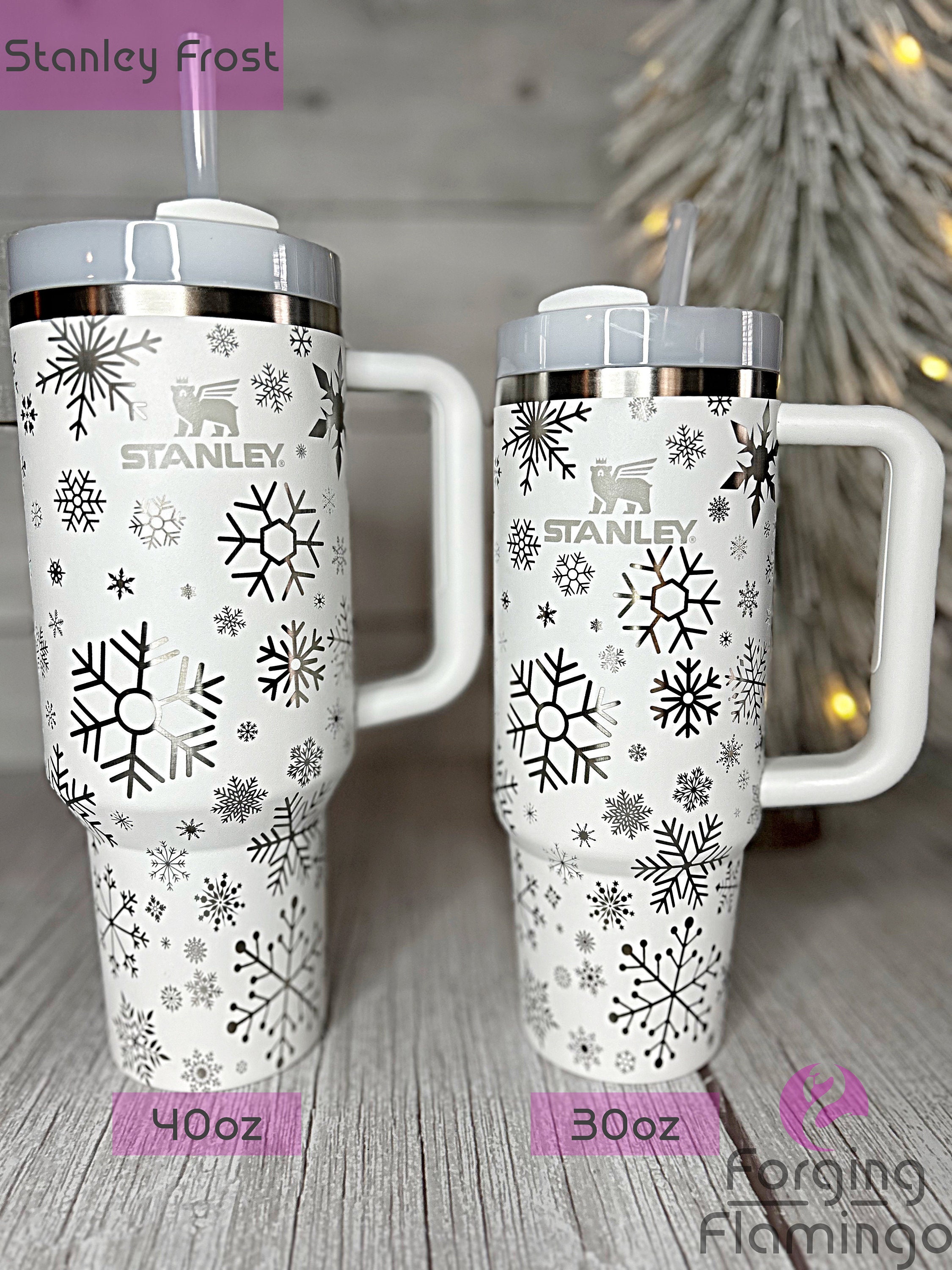 40oz Reindeer & Snowflakes Stanley, Stanley Quencher, Christmas Family Trip  Tumbler, 40z Engraved Stanley Tumbler Christmas Stanley 