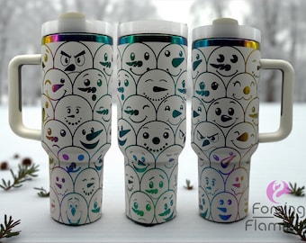 OFERTA ESPECIAL Vaso térmico de acero inoxidable sin costuras de 1,2 litros (40 oz) con pajita, grabado láser de Snowpeople