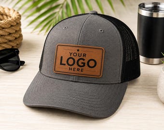 Custom Richardson 112 Hat with Engraved Leatherette Patch | Personalized Logo Trucker Hat | Custom Business Hat