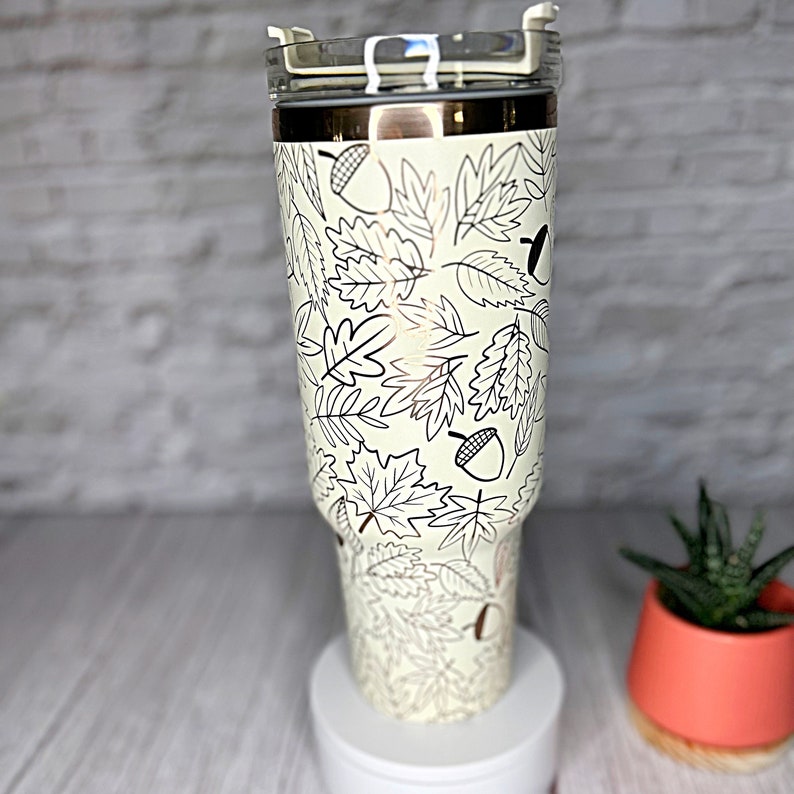 Leaves & Acorns Themed Laser Engraved Full 20/30/40oz Tumbler Wrap ...