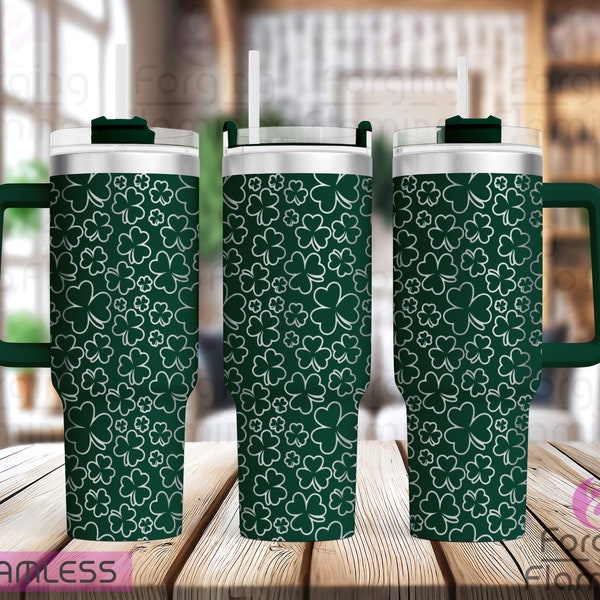 Shamrocks/Clovers Laser Engraved Seamless Full 40oz Tumbler Wrap, Digital Download, SVG, Rotary Laser