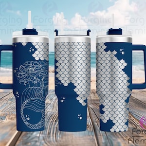 Mermaid 2.0 Theme Laser Engraved Full 20/30/40oz Tumbler Wrap, Digital Download, SVG, Rotary Laser