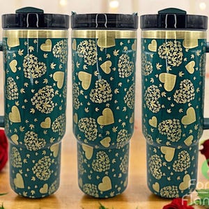 Pot Leaf Love Laser Etched Tumbler - Seamless 20/30/40oz Insulated Stainless Steel Cup with Straw