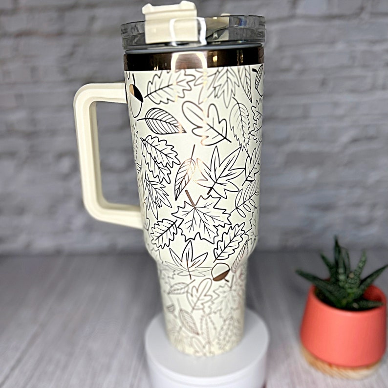 Leaves & Acorns Themed Laser Engraved Full 20/30/40oz Tumbler Wrap ...