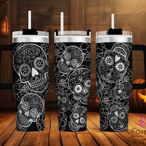 Dia De Los Muertos gravé au laser complet 20/30/40 oz emballage de verre, téléchargement numérique, SVG, laser rotatif