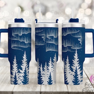 Northern Lights W/Trees Laser Engraved Full 20/30/40oz Tumbler Wrap, Digital Download, SVG, Rotary Laser