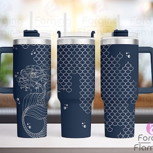 Mermaid Theme Laser Engraved Full 20/30/40oz Tumbler Wrap, Digital Download, SVG, Rotary Laser