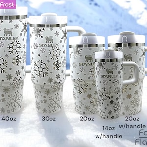 Snowflakes Laser Etched Tumbler - 20/30/40oz Insulated Stainless Steel Cup with Straw