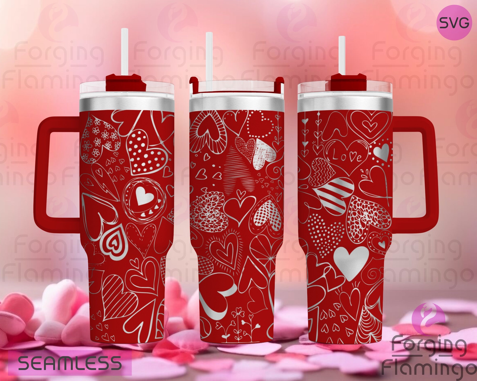 Stanely Tumbler Personalized Name Plate SVG Cut Files - Sweet Red