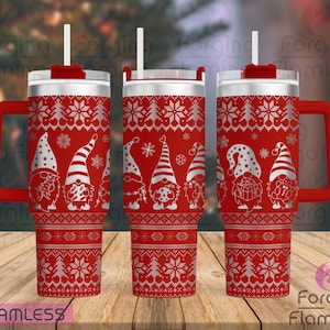 Gnome Christmas Sweater Laser Engraved Seamless Full 20/30/40oz Tumbler Wrap, Digital Download, SVG, Rotary Laser