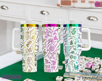 Mahjong Laser Engraved Seamless Full 20/30/40oz Tumbler Wrap, Digital Download, SVG, Rotary Laser