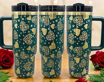 BARGAIN BIN Pot Love Vaso térmico de acero inoxidable sin costuras de 887 ml (30 oz) con pajita y grabado láser.