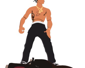Poster Rodeo con Travis Scott, poster su tela, decorazione per camera da letto, sport, ufficio, stanza, regalo, senza cornice, 60 x 90 cm