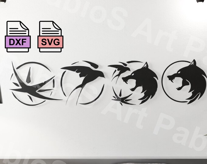 Witcher Logo Symbols Swallow Wall Art Vector SVG DXF Laser Cut Files ...