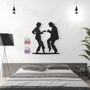 Pulp Fiction Dance Wall Art Laser Cut Svg File Home Decor Vector Minimalistic Black Wall Art