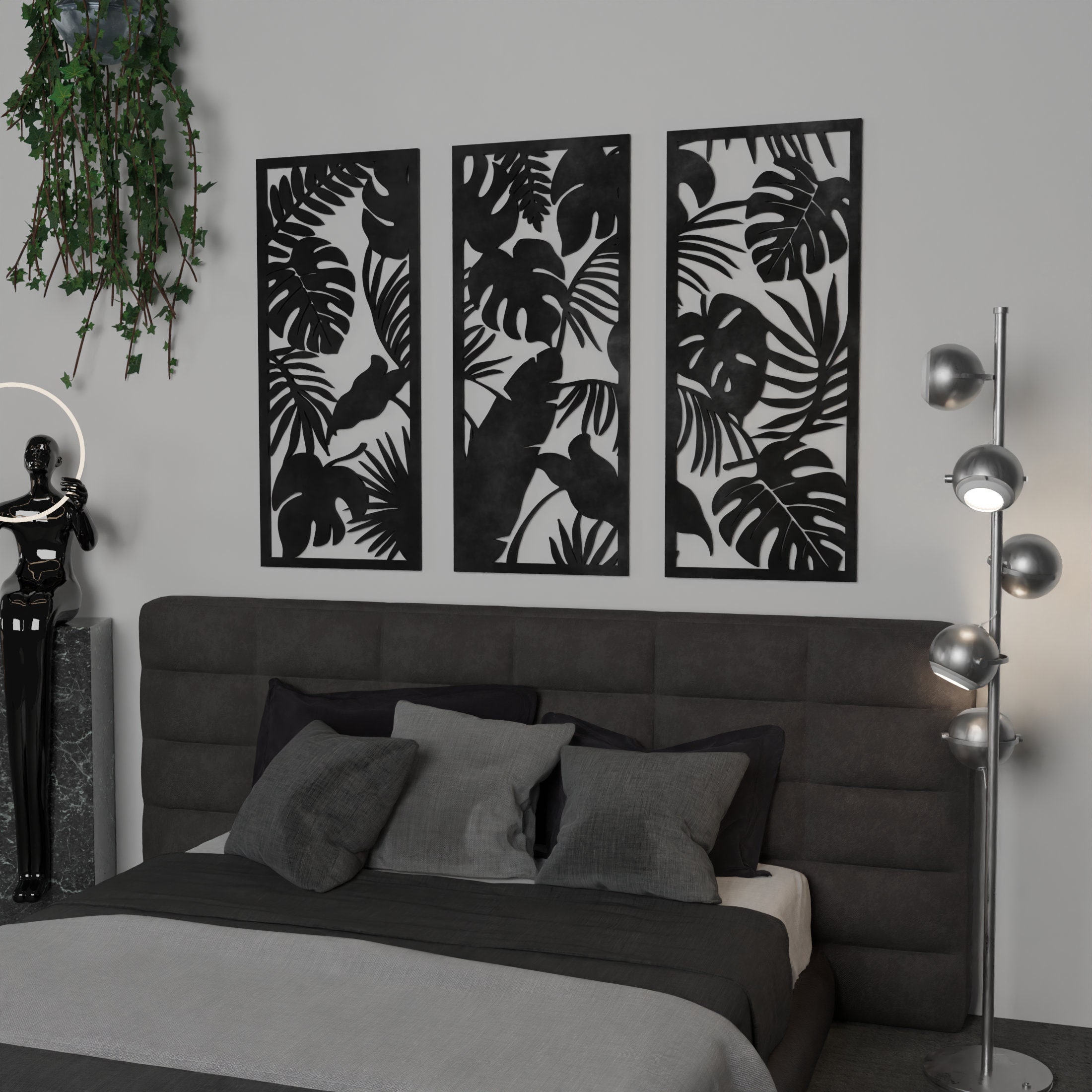 Jungle Leaves Wall Art 3 Piece Set SVG Laser Cut File Decor Etsy