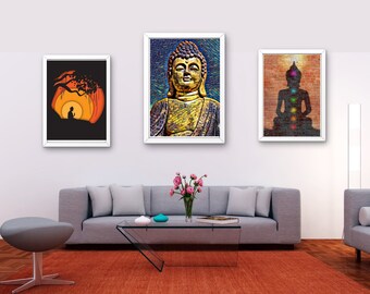 Lord Buddha Spiritual prints, set of 3