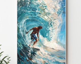Surf Wall Art: Beachy Impasto Painting (Digital Download)