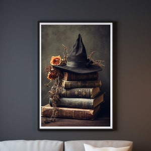 Stampa artistica da parete di Halloween con incantesimi da strega, stampe da parete vintage neutre con streghe, stampe artistiche da strega, download digitale di stampe da strega