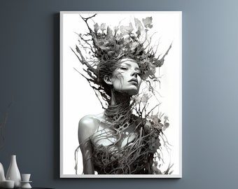 Dark Academia Wall Art: Cottagecore Woman Poster (Digital Download)