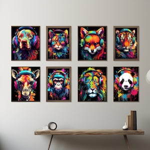 Póster de juegos, impresiones de juegos, juego de arte de pared, póster de animales, impresiones de animales de juegos, pósteres de juegos, decoración de sala de juegos, póster de videojuegos