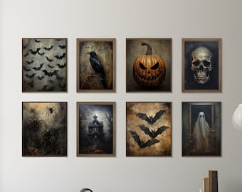 Halloween Printable Art Bundle Halloween Gallery Wall Art Set Halloween Print Halloween Wall Art Halloween Painting Halloween Wall Decor