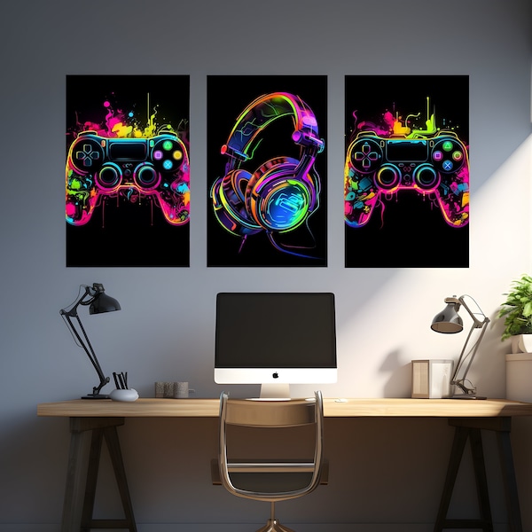 Gaming Poster Neon Gaming Prints Gaming Wall Art Gaming Room Decor Gamer Gift Gaming Posters Neon Boys Bedroom Decor Video Game Print Gaming