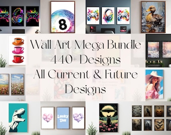 Mega paquete de arte mural para toda la tienda Arte mural imprimible Paquete para toda la tienda Todos los diseños actuales y futuros Uso comercial Impresión de arte mural para toda la tienda