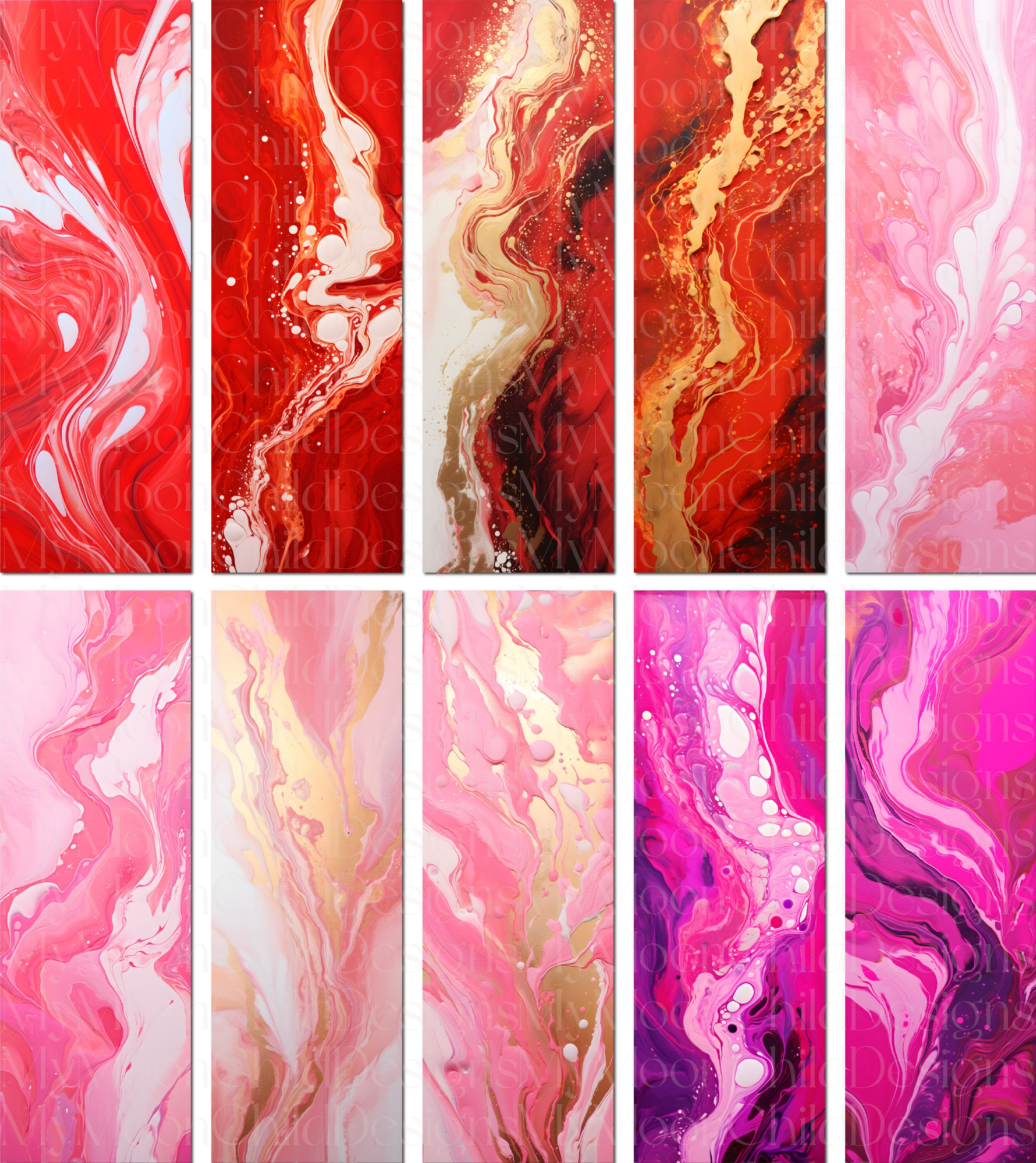 Acrylic Pouring Bookmark Printables: Alcohol Ink Bookmarks (digital ...