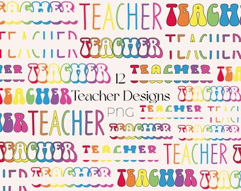 Teacher PNG Bundle: Rainbow Teacher Clipart (Digital Download)