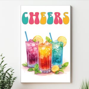Prost Print Aquarell Cocktail Poster Alkohol Drucke Prost Wandkunst druckbare Cocktail Clipart Alkohol Bar Wandkunst Jubel Dekor Cocktail