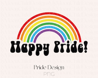 Clipart Happy Pride: Mese dell'orgoglio arcobaleno PNG (download digitale)