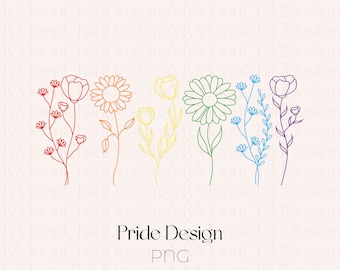 Clipart Floral Pride: Fiore Arcobaleno PNG LGBTQ Design (Download Digitale)
