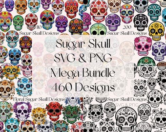 Sugar Skull SVG Bundle Mexican Sugar Skull Clipart Floral Sugar Skull SVG Day Of The Dead PNG Sugar Skull svg Dia De Los Muertos Clipart svg