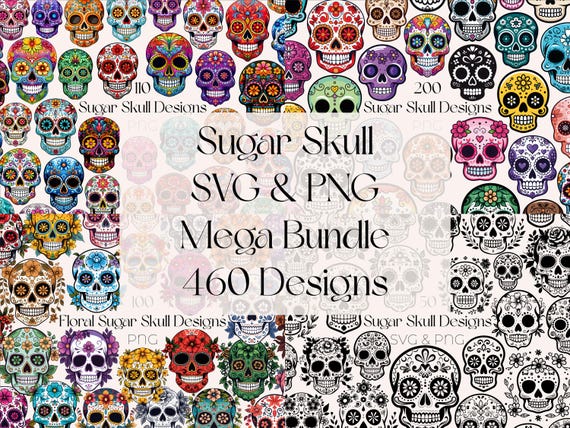 Sugar Skull SVG Bundle Mexican Sugar Skull Clipart Floral Sugar Skull SVG Day Of The Dead PNG Sugar Skull svg Dia De Los Muertos Clipart svg