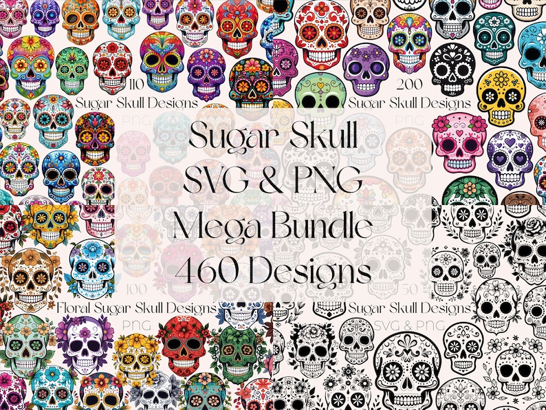 Sugar Skull SVG Bundle Mexican Sugar Skull Clipart Floral Sugar Skull SVG Day Of The Dead PNG Sugar Skull svg Dia De Los Muertos Clipart svg

This is a Digital Product that includes a bundle of 360 Sugar Skull SVG & Sugar Skull PNG designs.